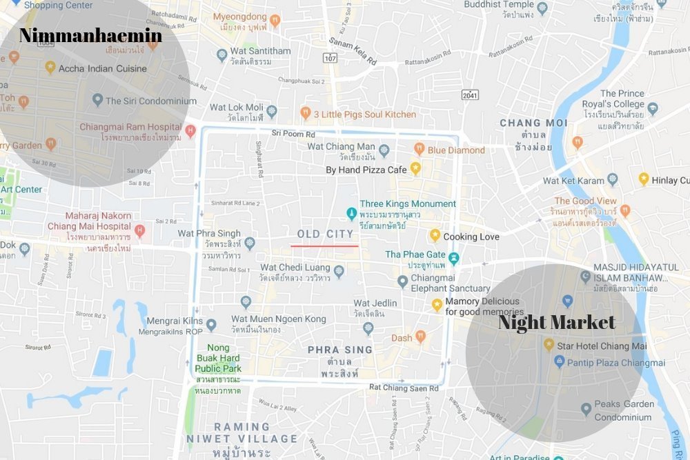 Map of best locations for accommodation. 