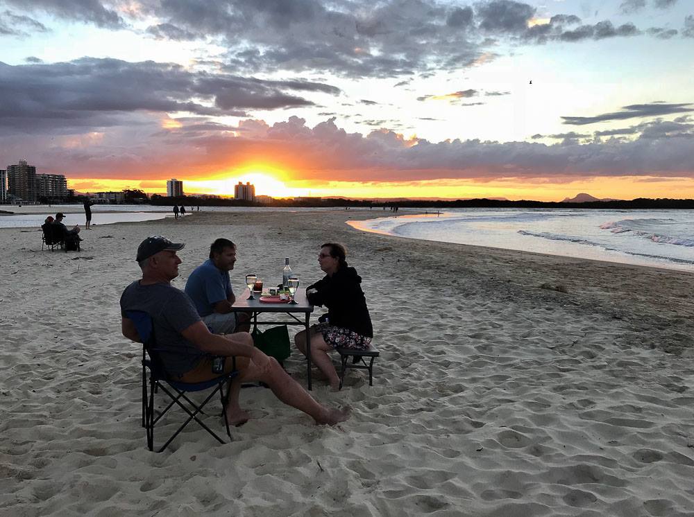 Sunset on the beach at Cotton Tree Queensland