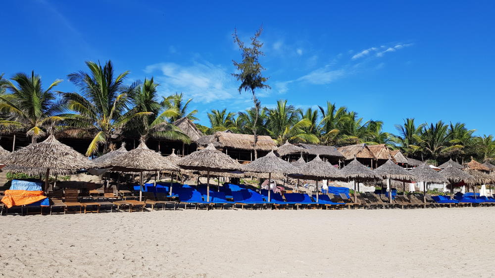An Bang Beach thatched umbrellas