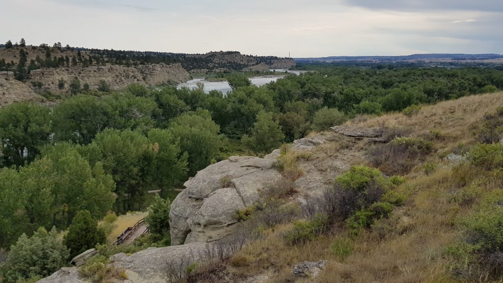 The Changing landscape since Captain William Clark's time. Trees have grown in the river banks now that the bison no longer migrate through the valley.