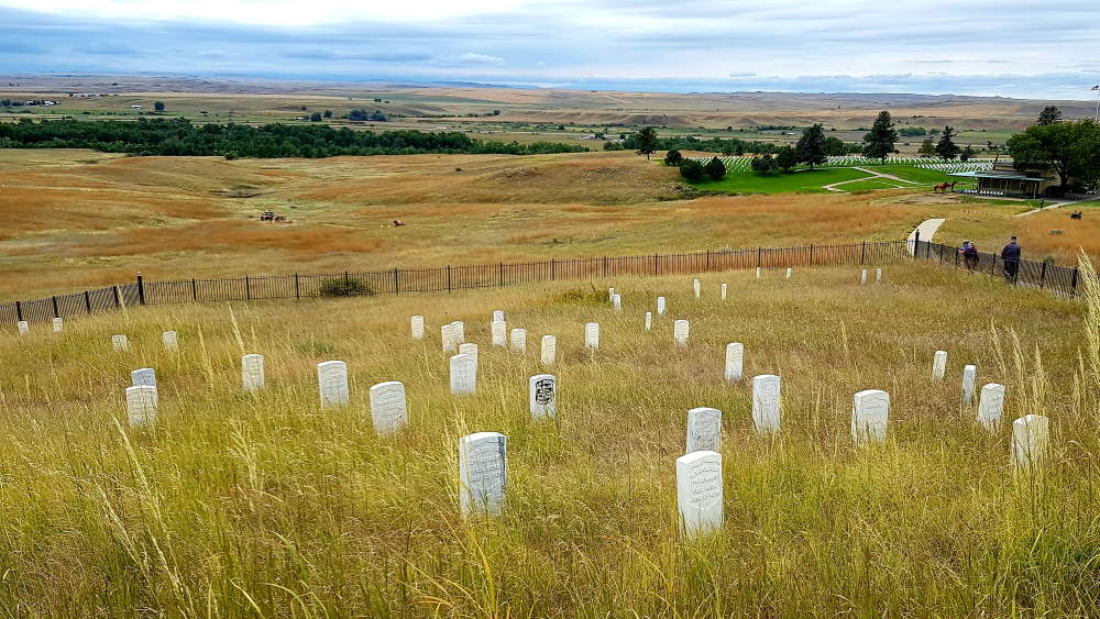 View of overlooking the site of Custer's Last Stand at the Little Bighorn Battlefield.