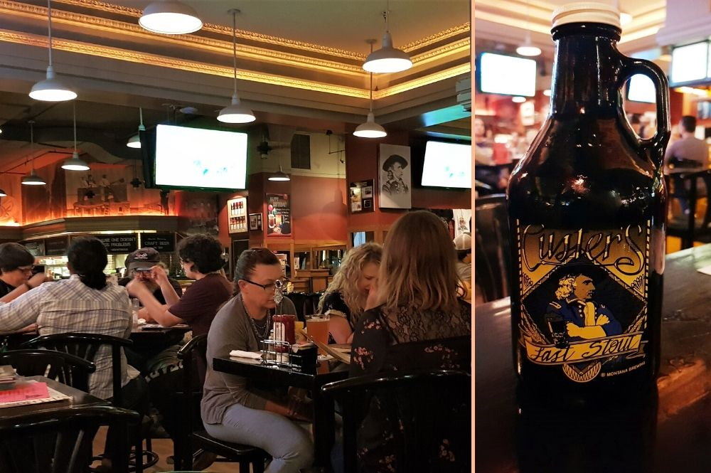 The Montana Brewing Company has a relaxed family atmosphere and the place to try a menu of pub favourites and local craft beers such as "Custer's Last Stout".