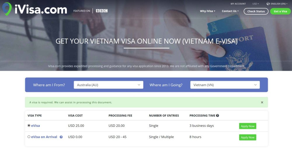 iVisa Vietnam Visa for Australians 