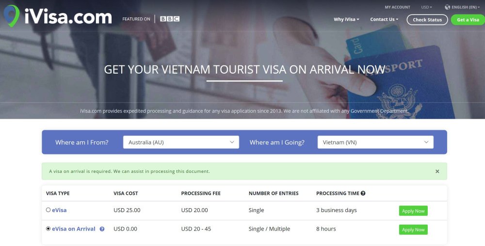 iVisa Vietnam Visa on Arrival for Australians
