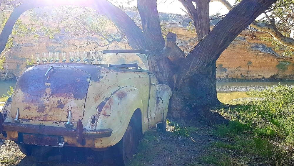 Vintage car and bubbles