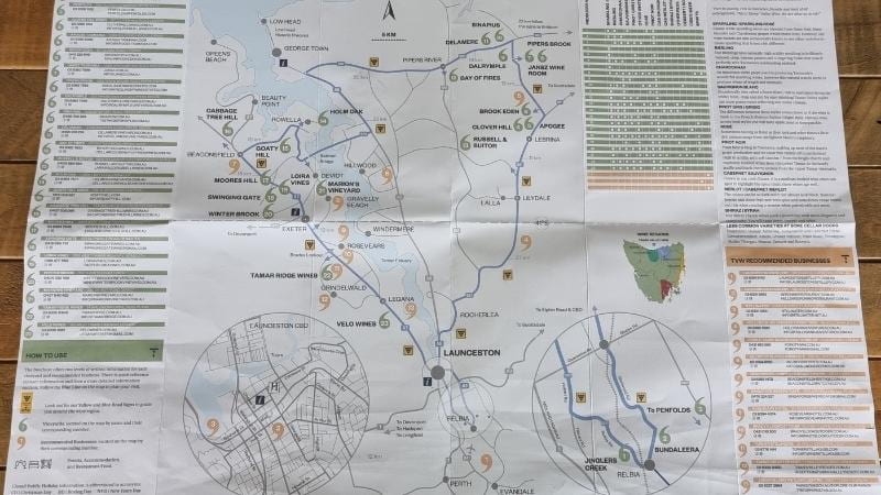 Tamar Valley Wine Trail Map