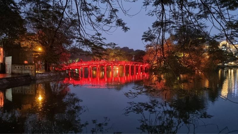 The Huc Bridge and Ngoc Son Temple Hanoi Vietnam