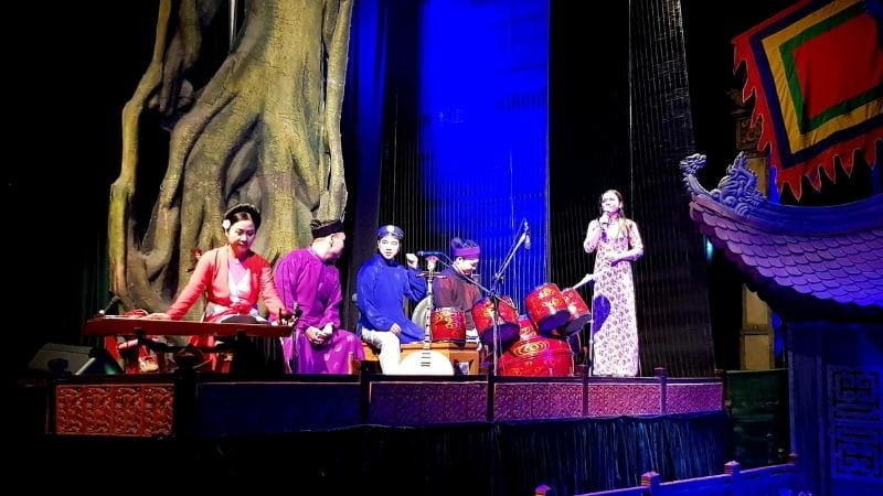 Singers and musicians of the Trang Long Water Puppet Theatre Hanoi