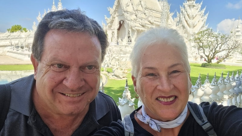 Alan and Ros at the White Temple Chiang Rai 