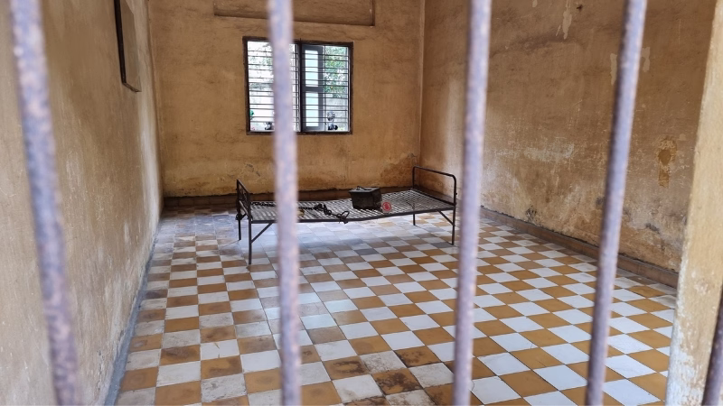 Phnom Penh Killing Fields tour The large prison cells inside S21 Prison Phnom Penh
